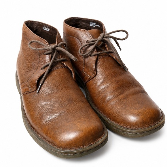 BORN Hemlock Chelsea Boots Mens Sz 12 Brown Leather Lace-Up Preppy Casual Sporty